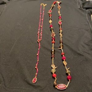 Kendra Scott fuchsia colored stone necklace set
